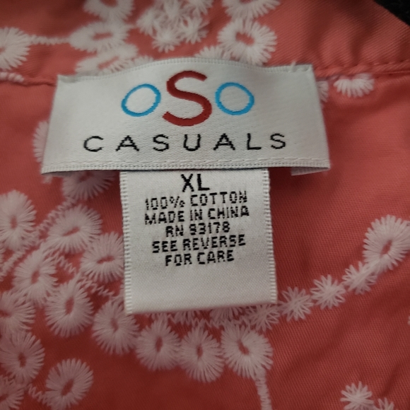 OSO Casuals Embroidered Shirt Long Sleeve Button Neck XL - Picture 5 of 8